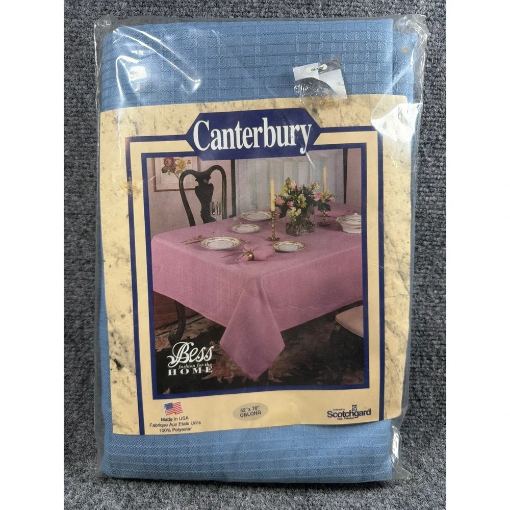 Canterbury Bess Fashion for the Home Tablecloth 52x70 Oblong Wedgewood Blue NIB